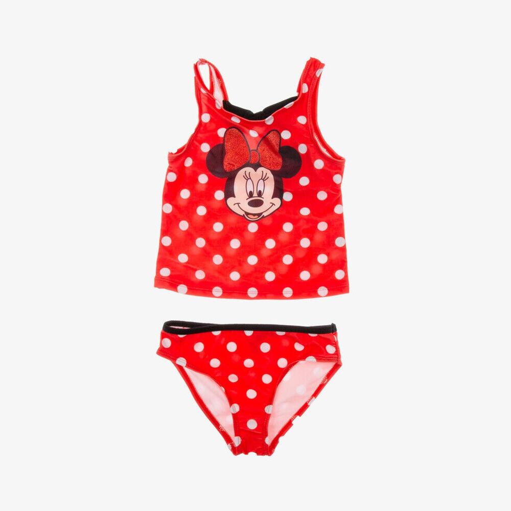 Minnie Mouse Girls Tankini Polka Dot Swimsuit Red Size 5-6 4243